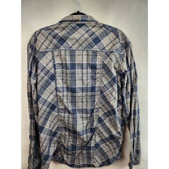 𝅺buckle Black Blue Plaid Standard Fit Long Sleeve Snap Front Shirt XL - Picture 8 of 8